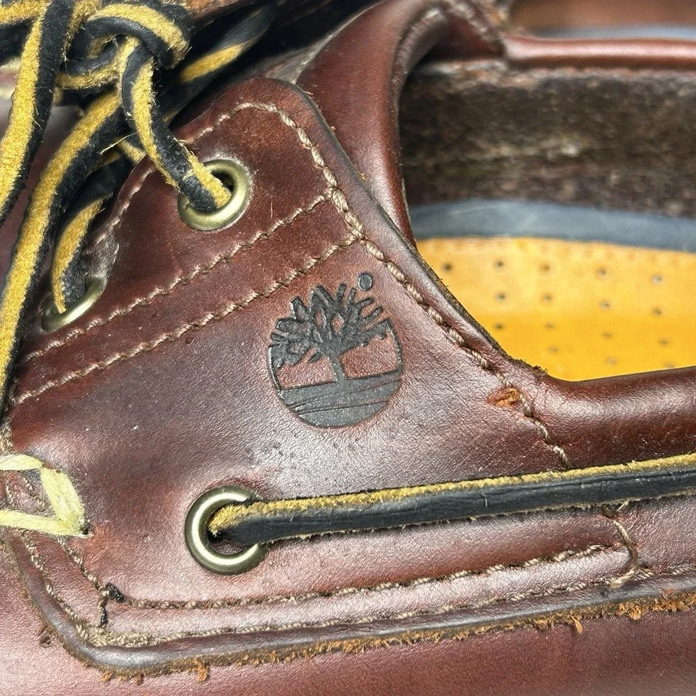 Timberland Men's Classic 2-Eye‎ Boat Shoes, Size 11 Rootbeer Brown Leather